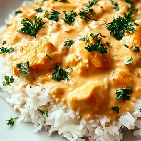 Ein Teller Reis mit cremiger Soße.