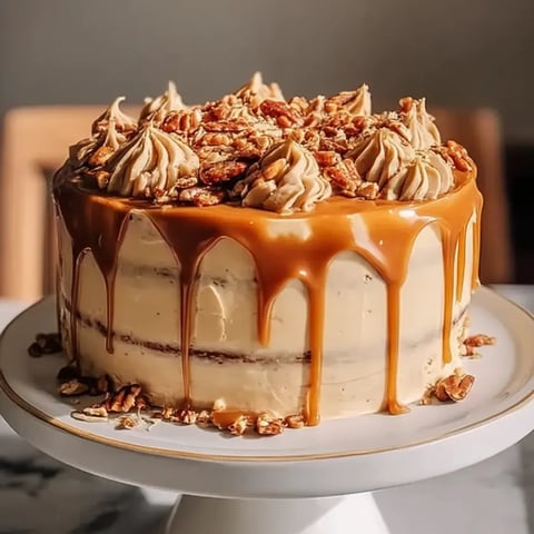 Ein Kuchen mit Karamellglasur.