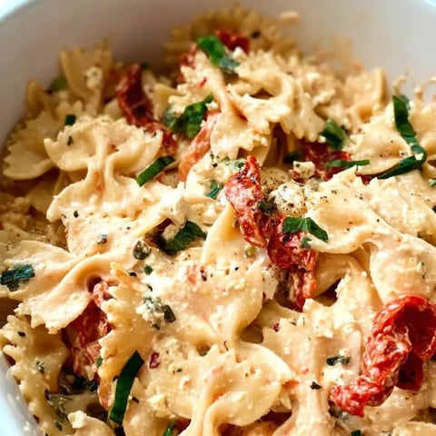 Ein Teller Pasta mit Tomaten und Käse.