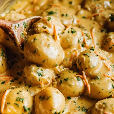 Ein Löffel steckt in einer Schüssel mit Essen.