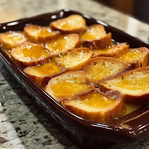 Eine braune Schale mit Brot und Gelee.