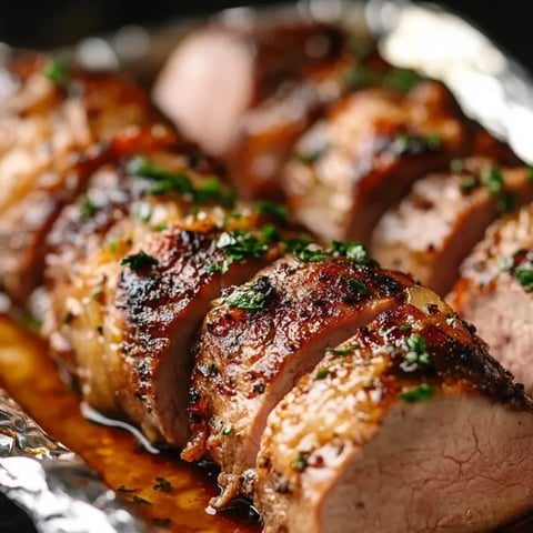 Ein Teller mit Fleisch und Kräutern.