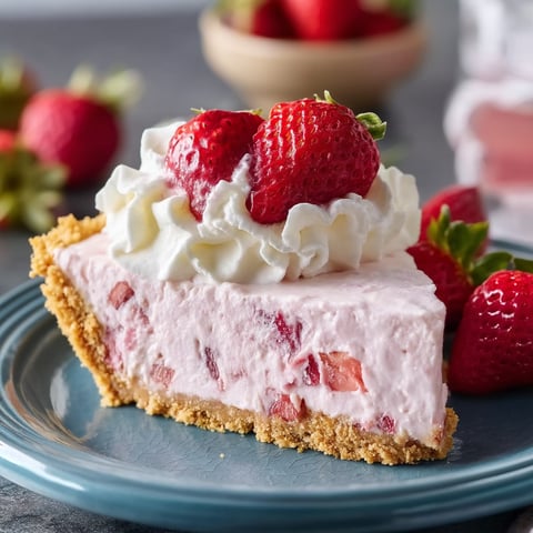 Ein Stück cremiger Erdbeernachtisch mit Schlagsahne-Topping.