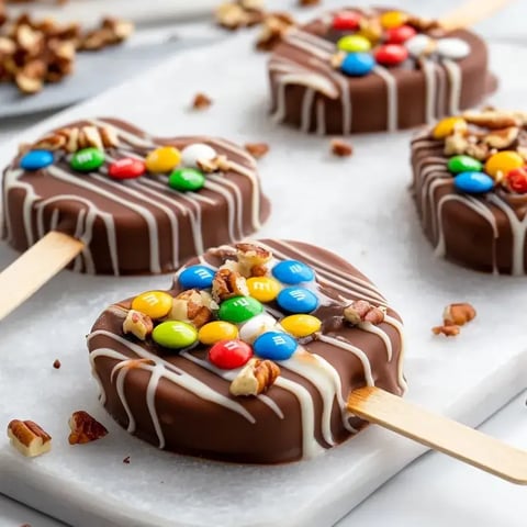 Ein Kuchen mit Schokolade, M&M’s und Nüssen.