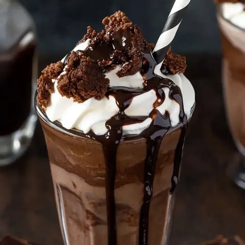 Ein Schokoladen-Milchshake mit Sahne.