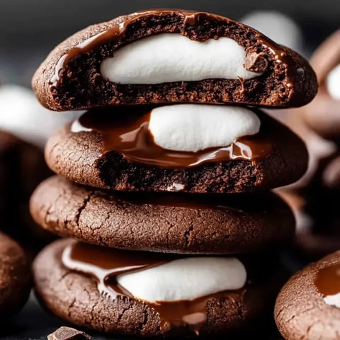 Schokoladenkekse mit weißem Topping.
