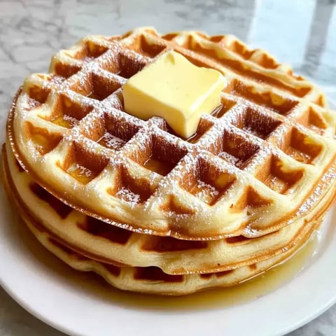 Eine Waffel mit Butter obendrauf.