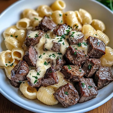 Eine Schüssel mit Pasta, Fleisch und Käse.