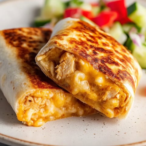 Auf dem Teller liegt ein Wrap mit Salat.