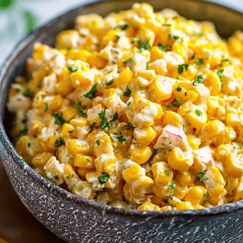 Eine Schale mit Mais und Frühlingszwiebeln.