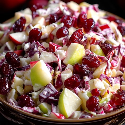 Bunter Krautsalat mit Cranberries und Apfelstücken in einer Schüssel.
