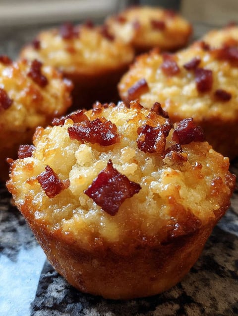 Ahorn Speck Muffins auf einem Tisch.