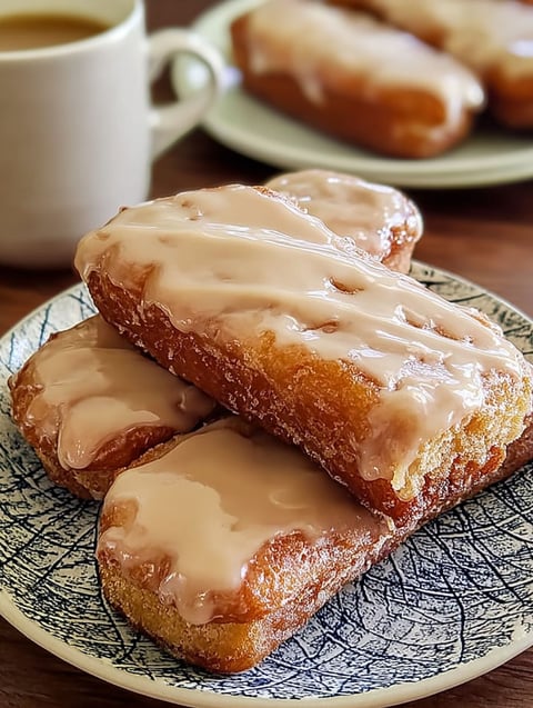 Ein Teller mit weichen Ahorn Donut Bars.