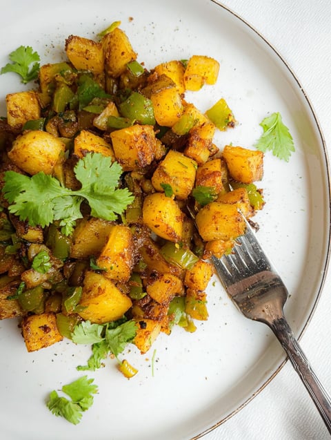 Ein Teller voll Frühstückskartoffeln